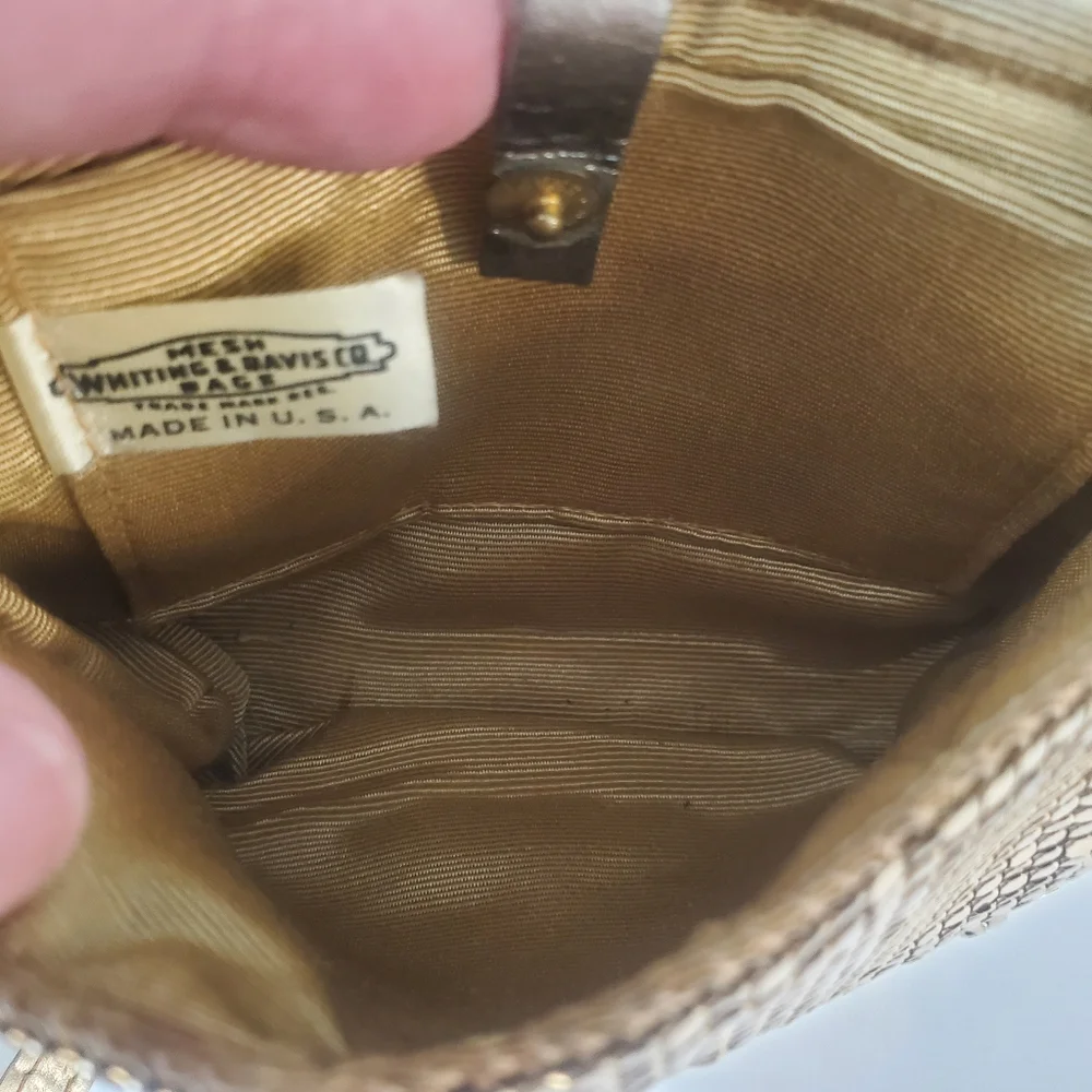 Whiting and Davis Gold Mesh Night Bag, Like New, Vintage - Picture 5 of 16